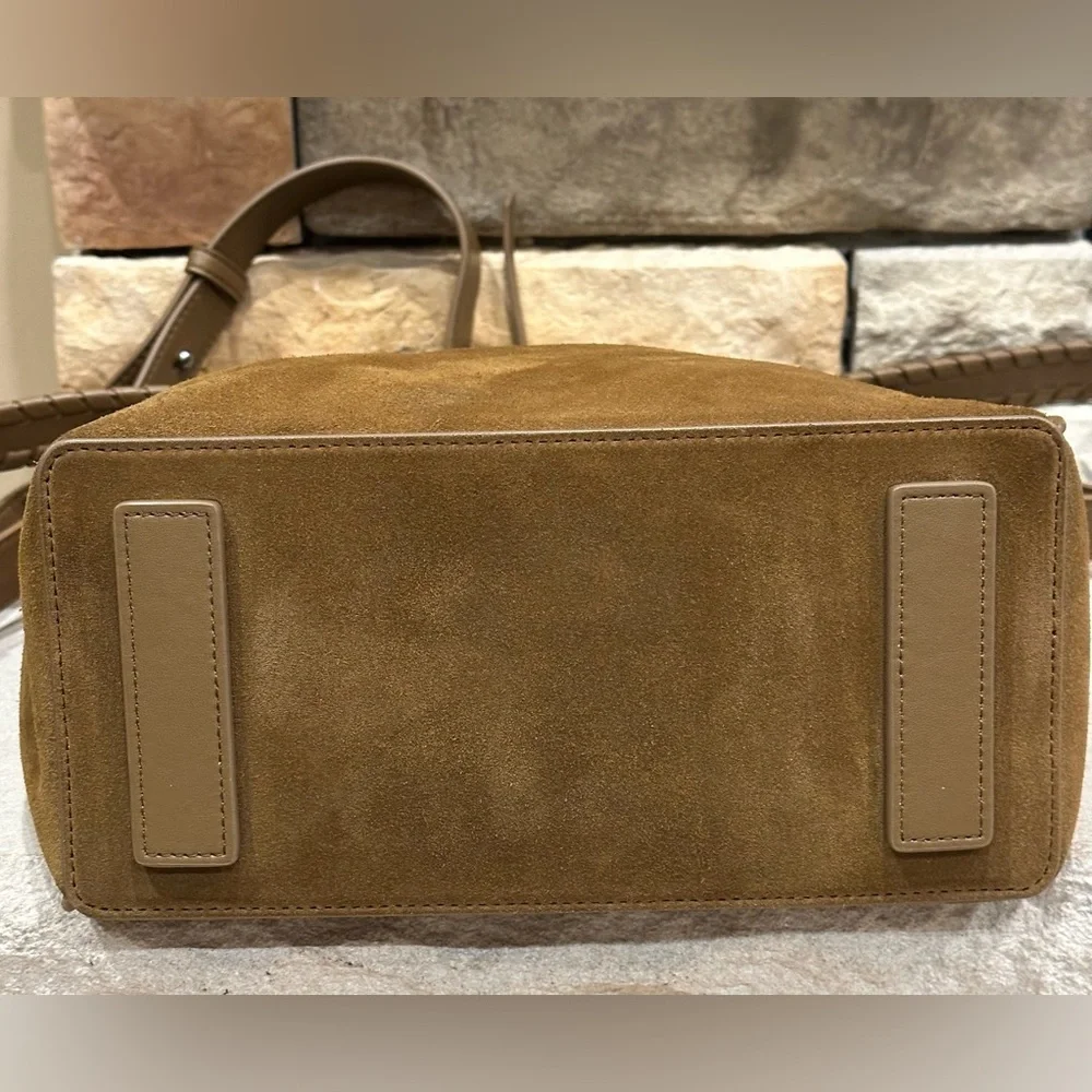All Saints Kita Suede Messenger Crossbody Bag In Conker Brown